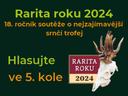 Od čtvrtka 12. září do čtvrtka 19. září do 18:00 můžete hlasovat v V. kole soutěže Rarita roku 2024.
Do tohoto kola bylo přihlášeno celkem 11 srnčích trofejí, které si můžete prohlédnout v připojené galerii.
Výsledky hlasování budou zveřejněny společně s výsledky hlasování odborné poroty v říjnovém Světě myslivosti a na internetových stránkách Světa myslivosti.

https://www.svetmyslivosti.cz/zpravy/rarita-roku-2024-v-kolo-muzete-hlasovat
