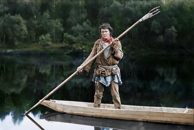 A fisherman with a spear.
