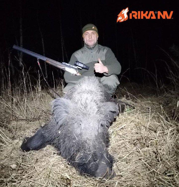 Andrey continues to please with the results on wild boar with a smoothbore 12-gauge in the hunting grounds of Belarus!