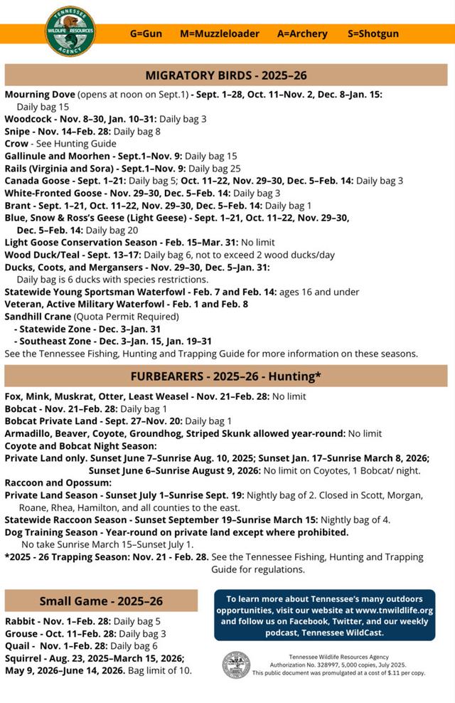 HUNTING SEASONS IN TENNESSEE 2025–26: Deer Hunting, Big Game and Small Game, Licenses, and Regulations Guide